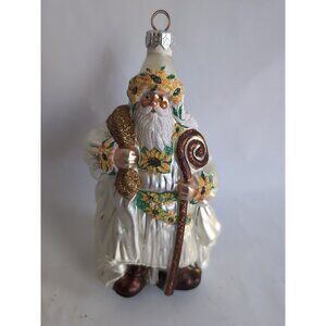 Patricia Breen "Van Mourik Santa" Sunflowers Christmas Ornament #2044 Vtg
